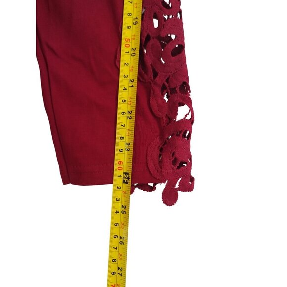 Women's Red Open Front Long Sleeve Lace Cardigan Size XXL Cotton Polyester. - Picture 7 of 8